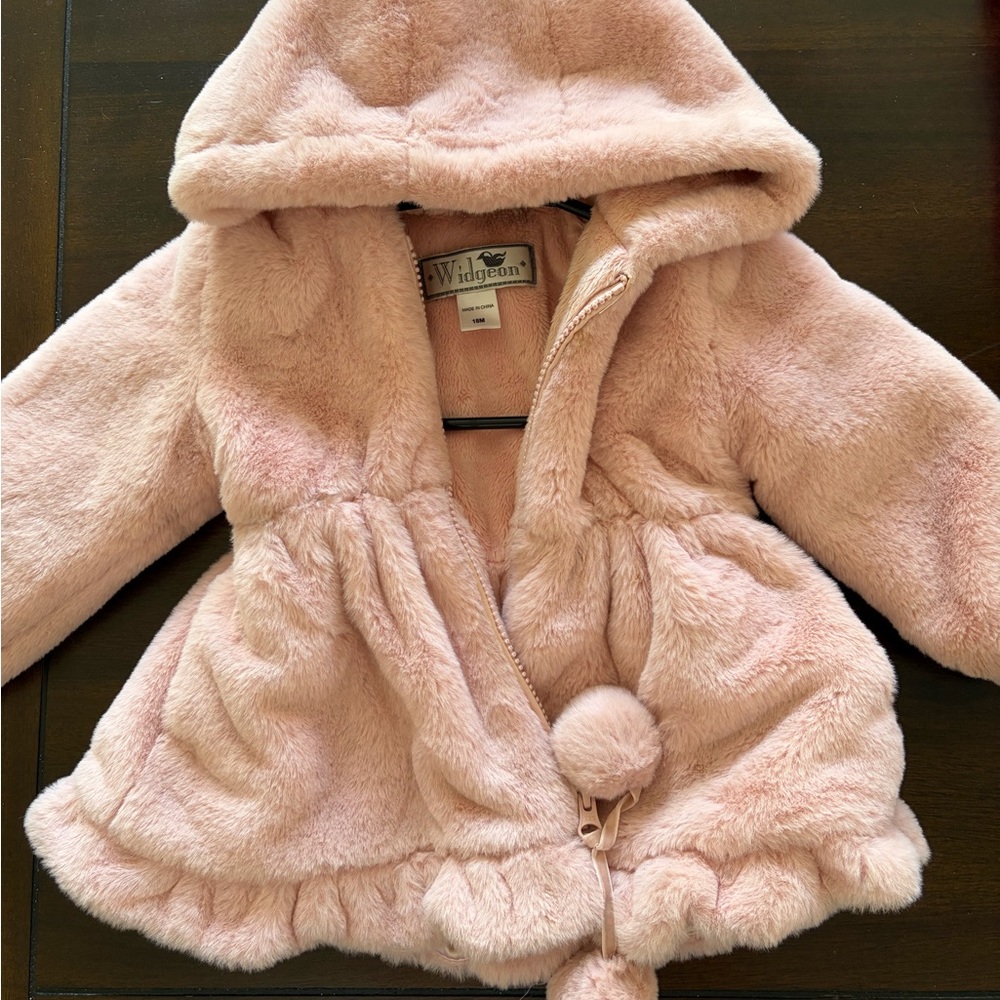 Widgeon Pink Faux Fur Kids Puffer Jacket